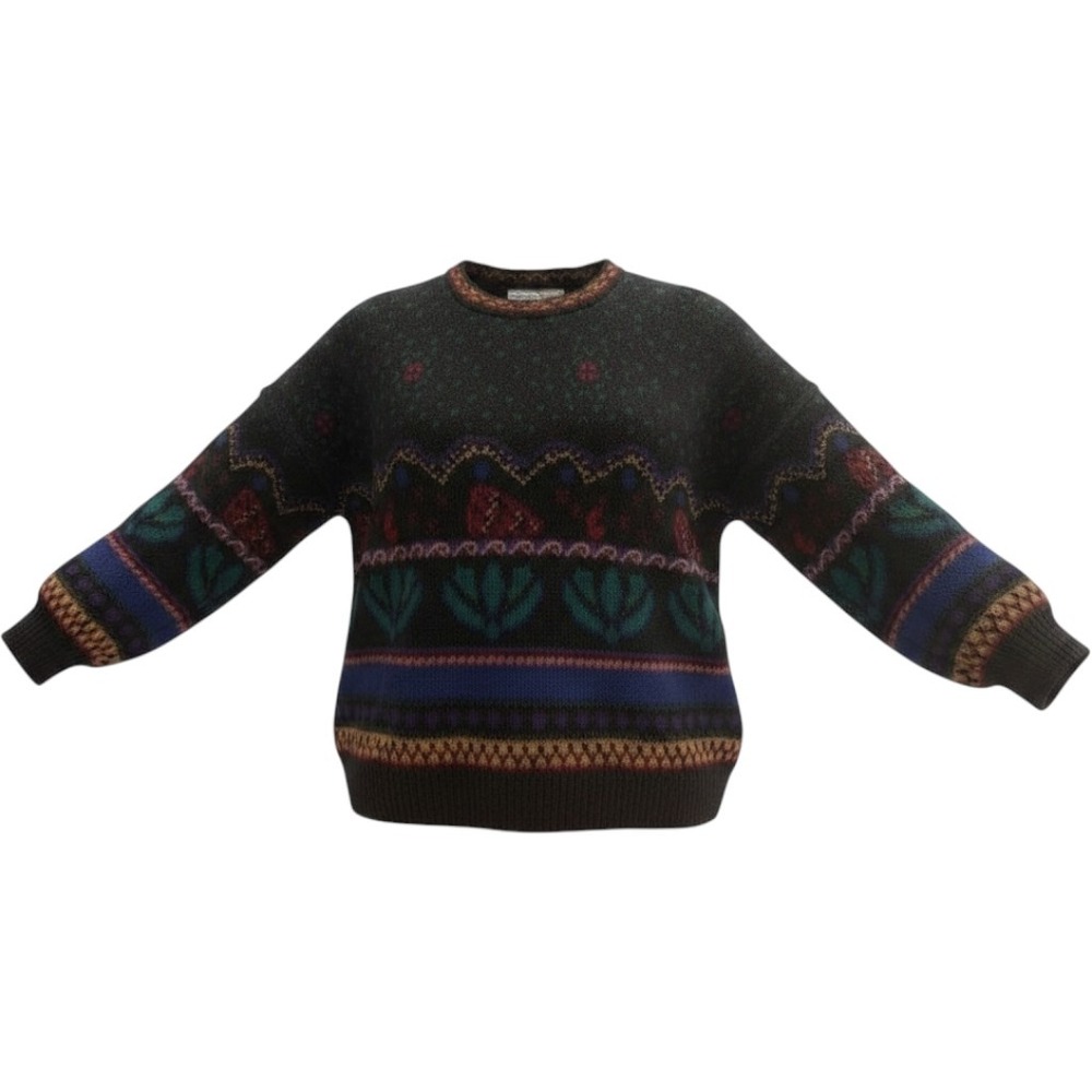 Vintage 100% Cotton Fair Isle Knit Sweater Made in USA Sweater Loft Large